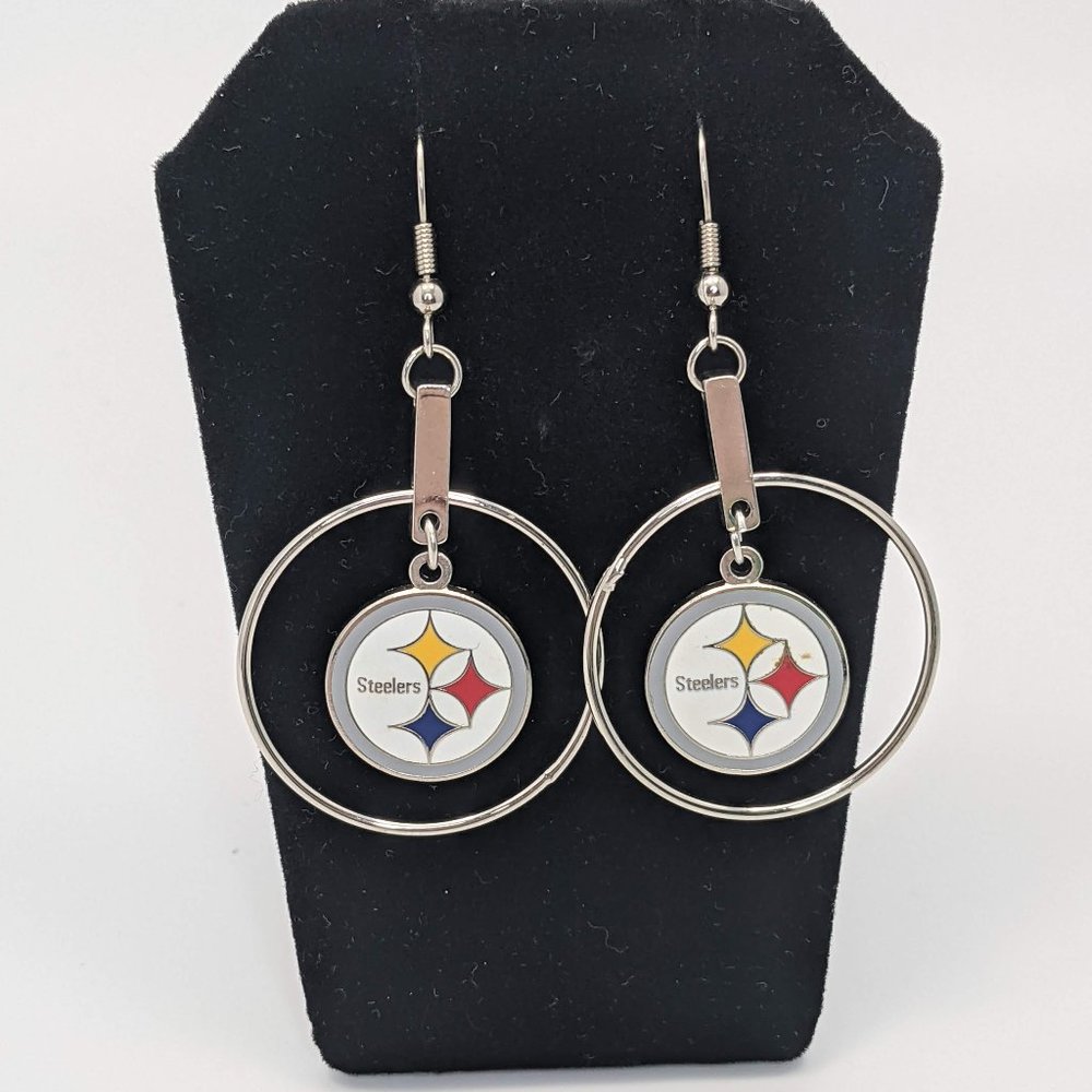 PITTSBURGH STEELERS EARRINGS SILVER-TONE HOOPS